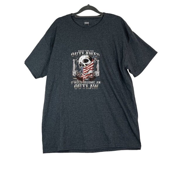 When Guns Are Outlawed I will Become An Outlaw 2nd Amendment T-Shirt Gray Size L - Picture 2 of 6